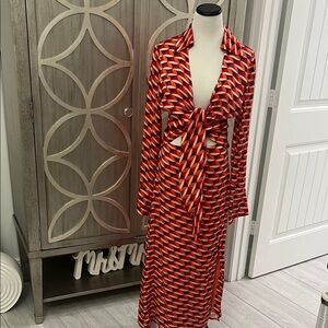 NICHOLAS Red and Orange silk Geometric Dress